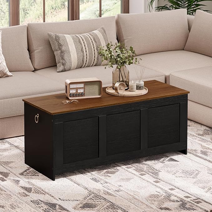 HOOBRO Storage Bench, 47.2" Retro Wooden Storage Chest, Wooden Storage Trunk - Image 6