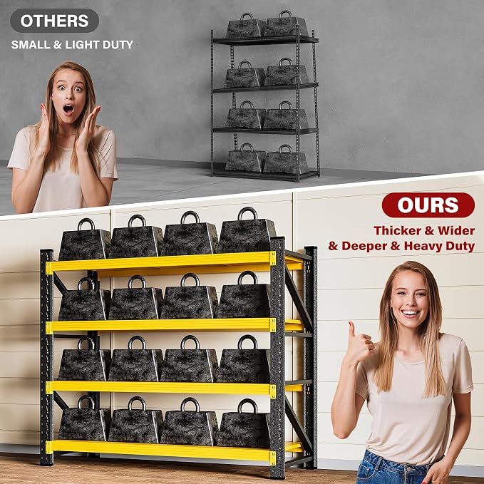 48" Wide Heavy Duty Garage Shelving Units, 3000LBS Deep Storage Shelves - Image 9