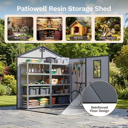 Patiowell 8x8 FT Resin Outdoor Storage Shed - Image 5