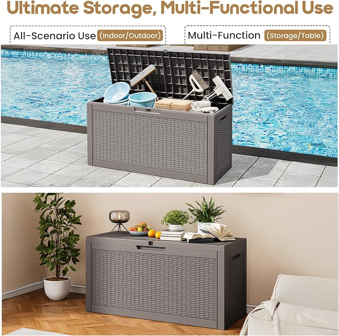 Outdoor Storage Box, 60 Gallon Resin Deck Boxes Outdoor Waterproof - Image 6
