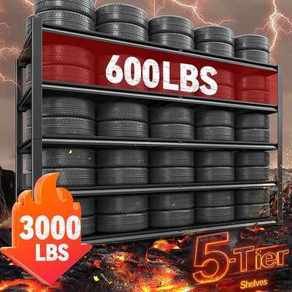 REIBII 78" H Storage Shelves, Garage Shelving Heavy Duty Load 3000LBS, - Image 4