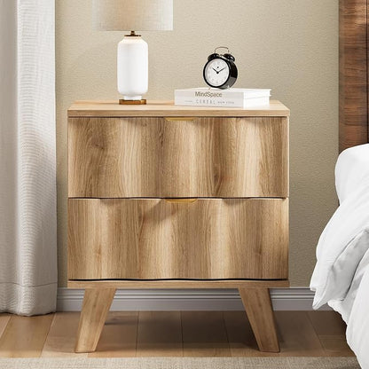 Nightstand, Bedside Table with 2 Drawers and Metal Handles, Sofa Side End Table - Image 3