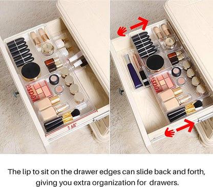 Oubonun Expandable Drawer Organizer 11.1” to 19.2” Width, Shallow Cosmetic - Image 3