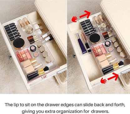 Oubonun Expandable Drawer Organizer 11.1” to 19.2” Width, Shallow Cosmetic - Image 3