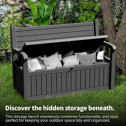 PatioZen 80 Gallon Outdoor Storage Bench Deck Box Waterproof Lockable, Outdoor - Image 6