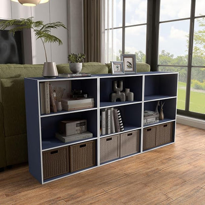 Homes: Inside + Out Apexa 3-Tier Cube Storage Organizer Shelves, Stackable Wood - Image 12