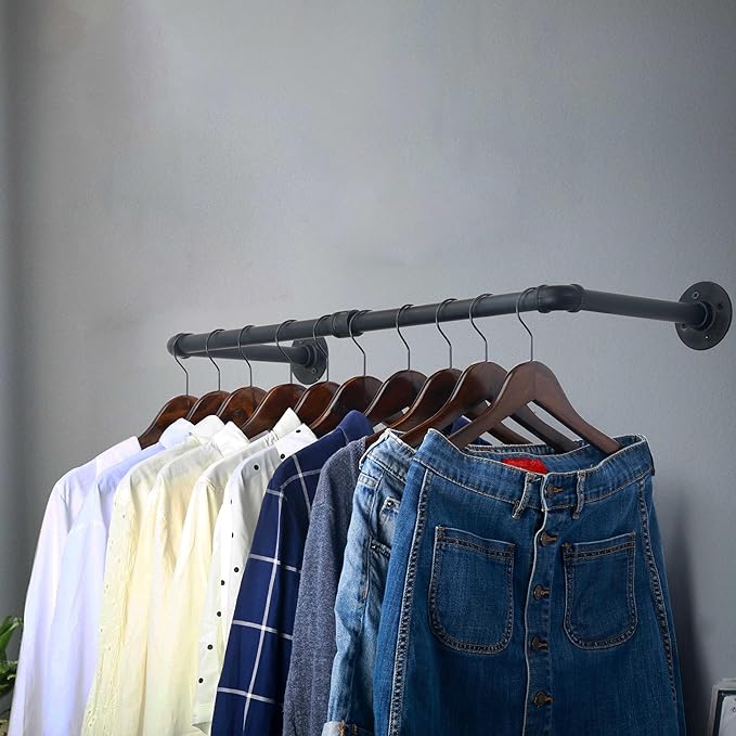 WEBI Clothing Rack Wall Mount, Heavy Duty Iron Garment Rack Bar, Retail Display - Image 3