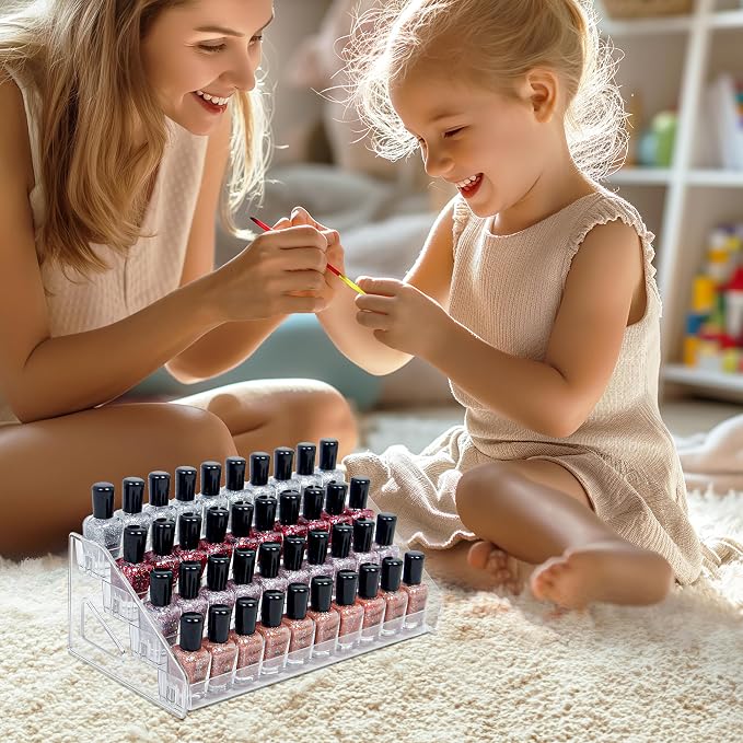 4-Tier Clear Acrylic Nail Polish Storage, Holds 32-64 Bottles, Sunglasses - Image 6