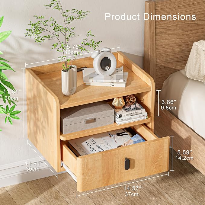 Floating Nightstand Set of 2, Modern Wall Mount Bedside Table - Image 2