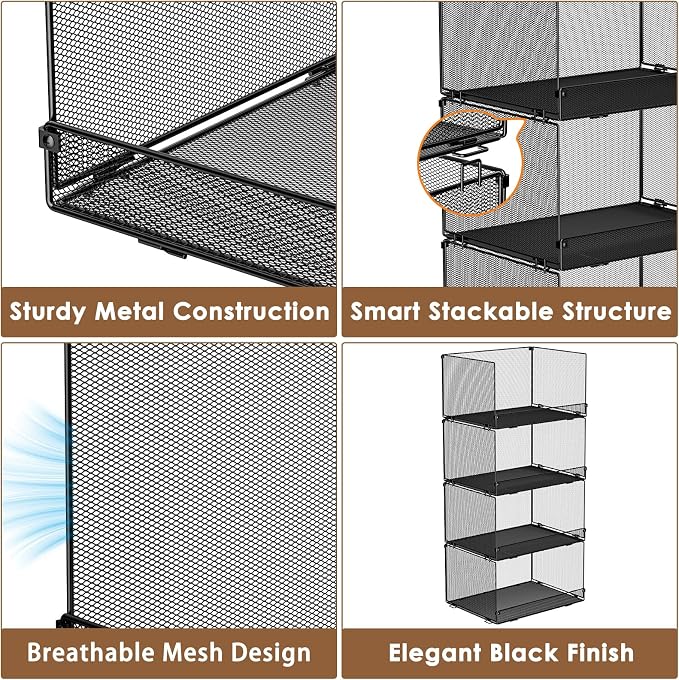 Tiaoheka 4-Tier Stackable Closet Organizers and Storage, Metal Wire Storage - Image 7