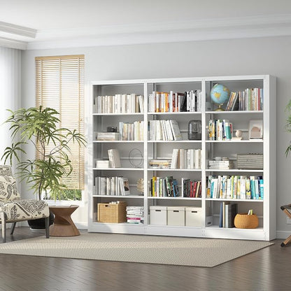 Metal White Bookshelf, 5 Shelf Bookcase, Large Bookshelves and Bookcases - Image 7