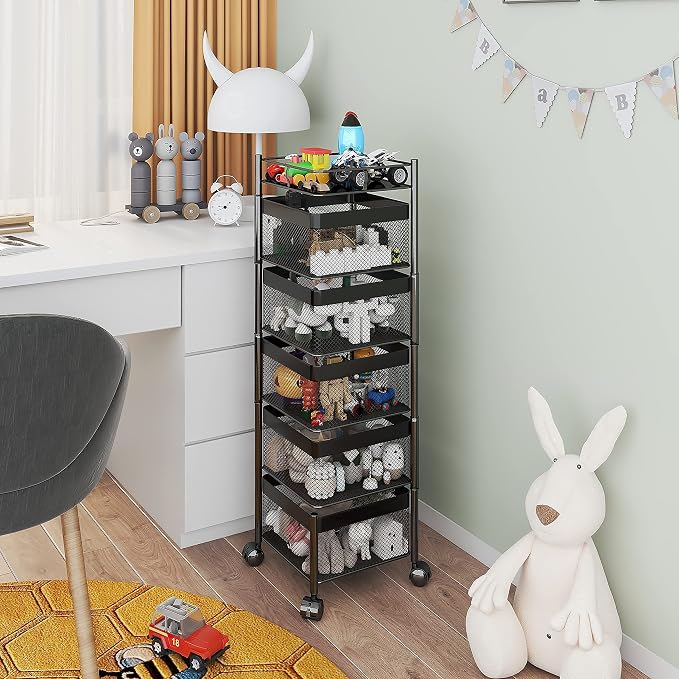 Fruit and Vegetable Basket for Kitchen No Assembly， Rotating Storage Rack - Image 11