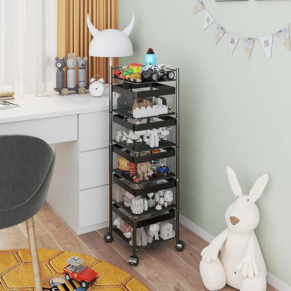 Fruit and Vegetable Basket for Kitchen No Assembly， Rotating Storage Rack - Image 11