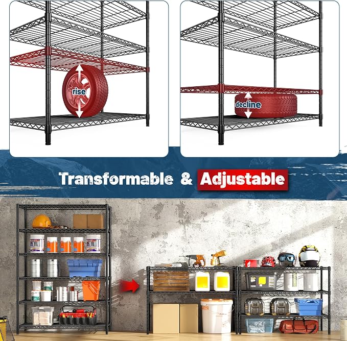 6Tier Metal Shelving Unit Storage Shelves. 1200LBS Wire Shelving Rack Heavy Duty - Image 5