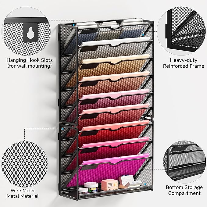 Lavatino 10-Tier Hanging Wall File Folders Organizer - Image 3