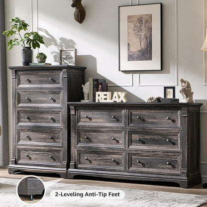 T4TREAM Farmhouse 5 Drawer Dresser - Image 3