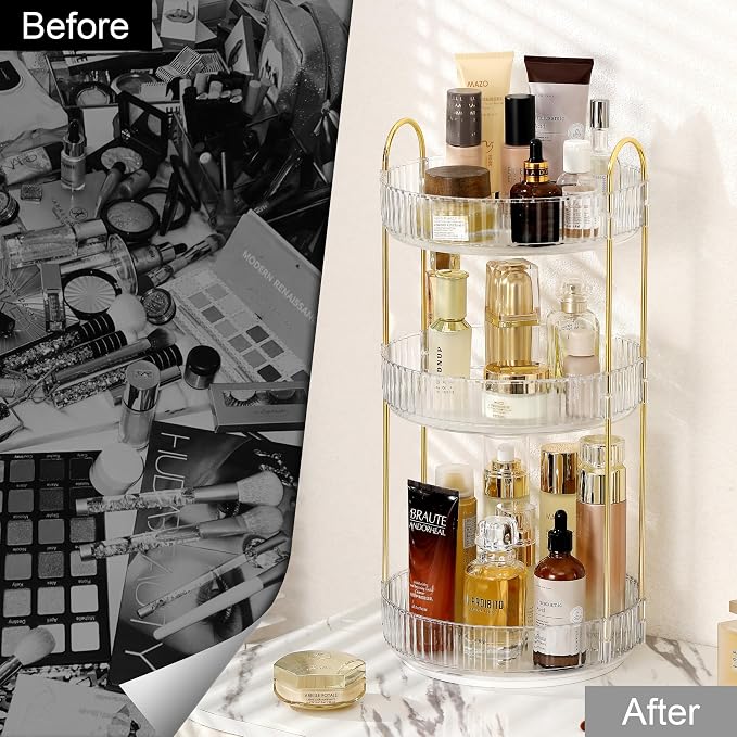 360 Rotating Makeup Organizer for Vanity, Bathroom Countertop Spinning Perfume - Image 2
