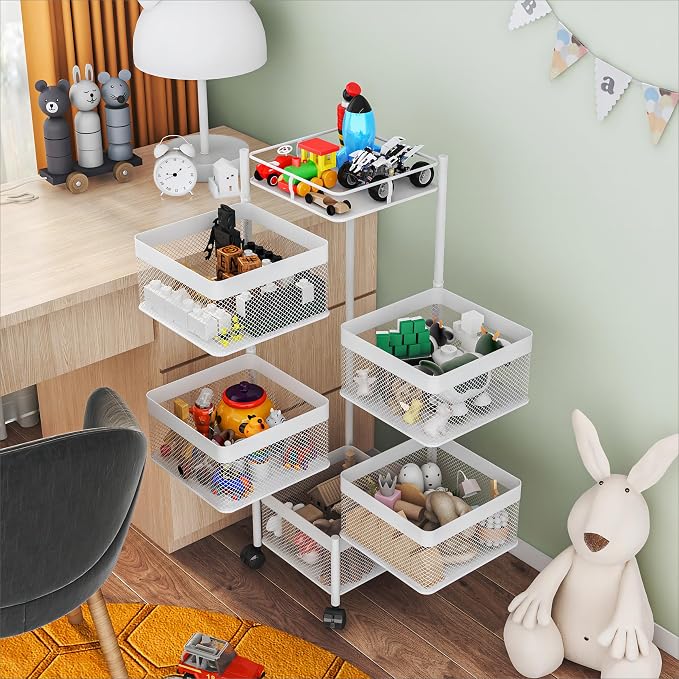 Fruit Basket for Kitchen No Assembly, Rotating Kitchen Storage Rack, Bathroom - Image 2