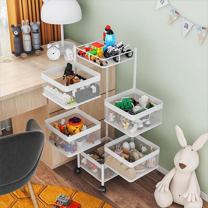 Fruit Basket for Kitchen No Assembly, Rotating Kitchen Storage Rack, Bathroom - Image 2