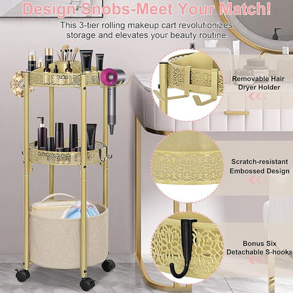 3-Tier Rolling Makeup Organizer Cart - Image 4