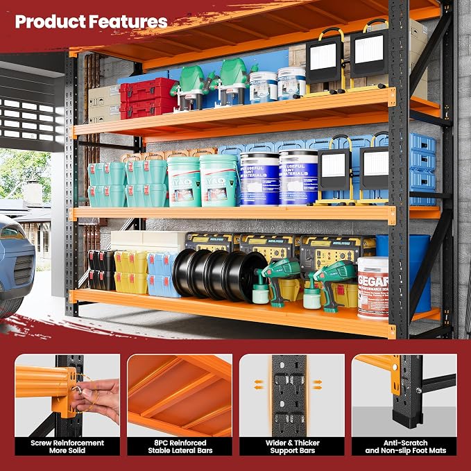 79" Wide Metal Garage Shelves, 7000LBS Storage Shelving Heavy Duty, Standing - Image 5