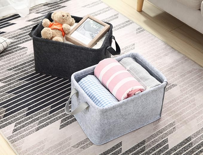 Collapsible Storage Bins Foldable Felt Fabric Storage Basket Organizer Boxes - Image 7