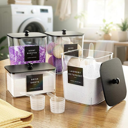 4 Pack Laundry Pods Container, Large Detergent Powder Storage Containers Black - Image 7
