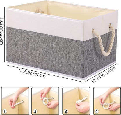 Yawinhe Collapsible Storage Bins 3-Pack, Large Fabric Baskets - Image 4