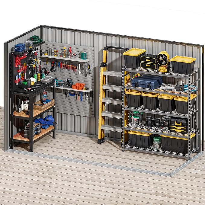 DWVO 9' x 4' Outdoor Storage Shed, Lockable Double Doors, Sloped Roof, - Image 6