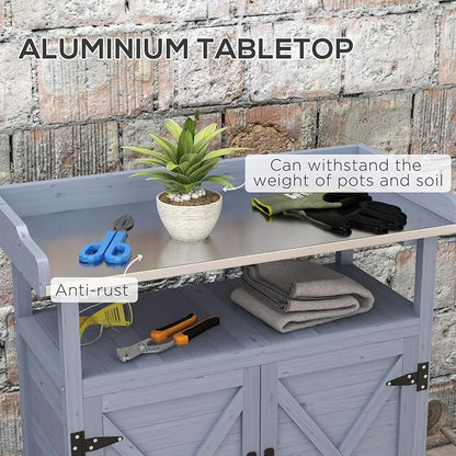 Outsunny Outdoor Wooden Potting Bench Table, Garden Workstation - Image 3
