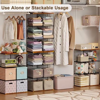 Free-standing Sturdy Tall 6-Cube Closet Organizer Storage Wire Basket Shelf - Image 2