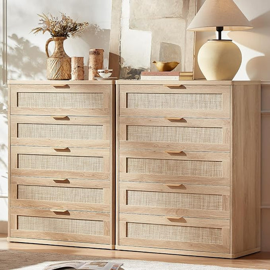 LEYAOYAO Rattan Dresser for Bedroom Set 2, Boho Small Dressers by LEYAOYAO-Findtheshiningpointofyourideallife%EF%BC%81