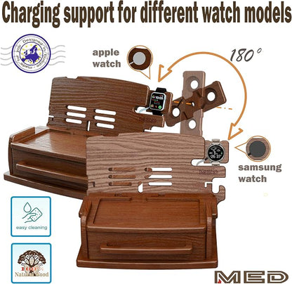 MED Wood Phone Docking Station – Nightstand Desk Organizer - Image 6