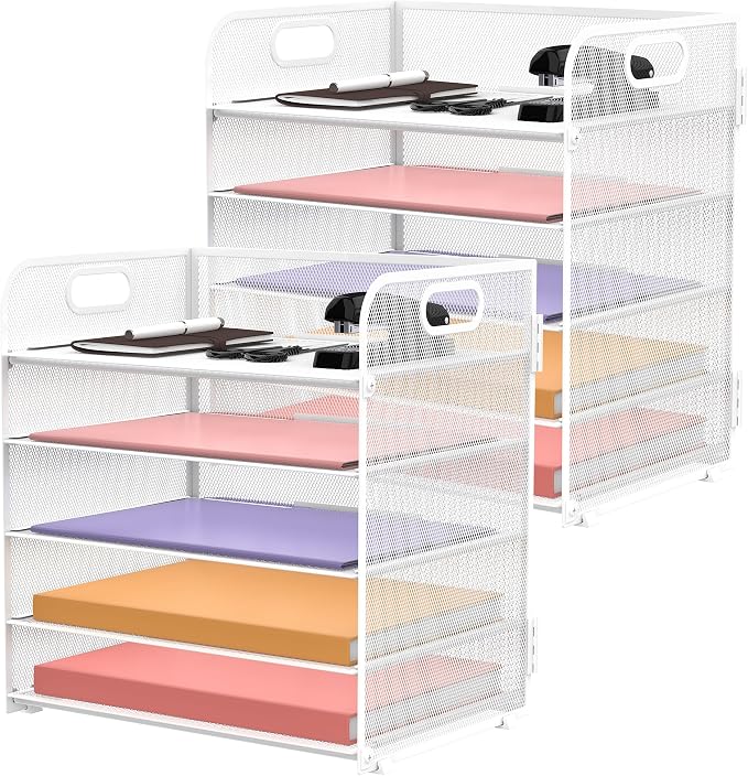 2 Pack 5-Tier White Desk Organizer by SUPEASY