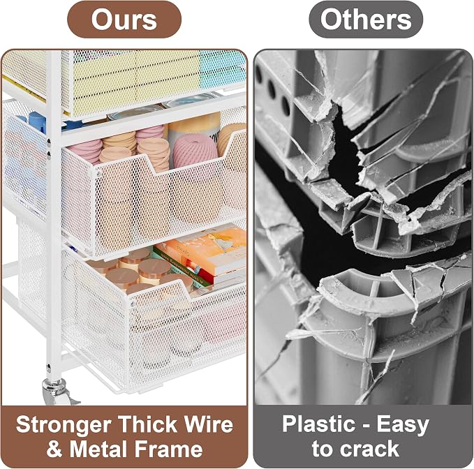 4-Drawer Rolling Storage Cart, Utility Cart - Image 6