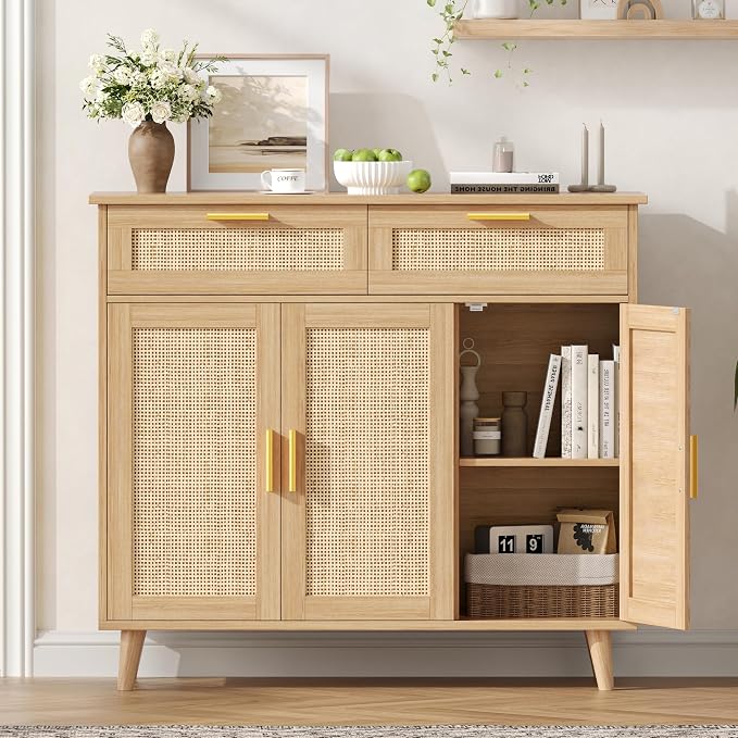 Akxomel Rattan Sideboard Buffet Cabinet - Image 4