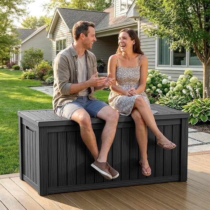 ROJIK 150 Gallon Outdoor Storage Box Waterproof, Weatherproof Deck Boxes - Image 2