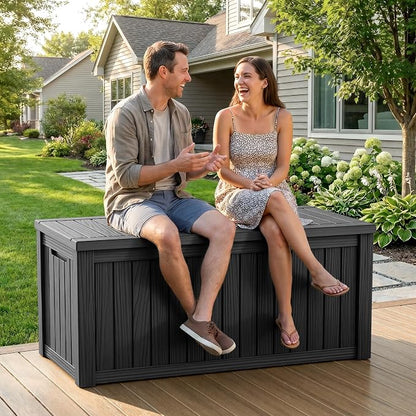 ROJIK 150 Gallon Outdoor Storage Box Waterproof, Weatherproof Deck Boxes - Image 2