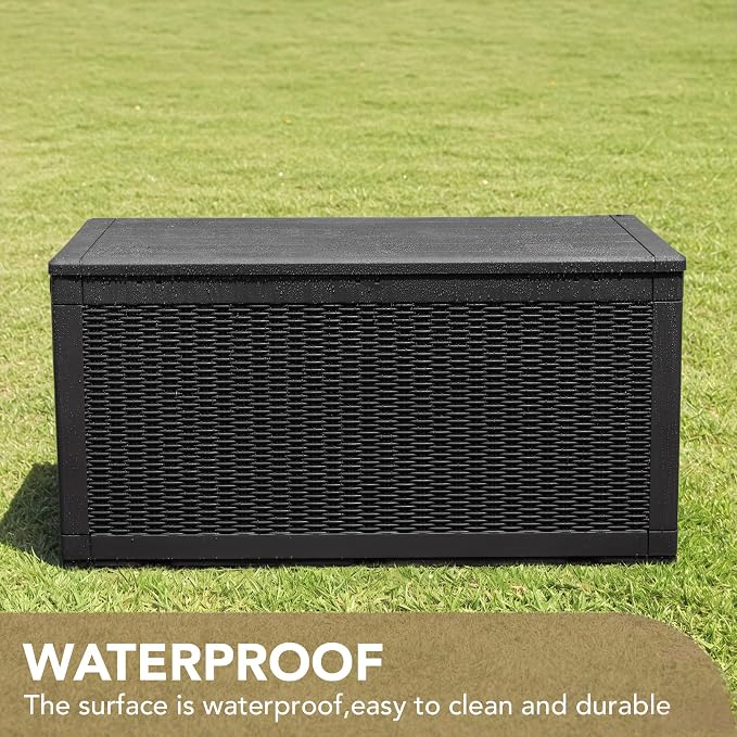 Devoko 100 Gallon Waterproof Large Resin Deck Box Indoor Outdoor Lockable - Image 4