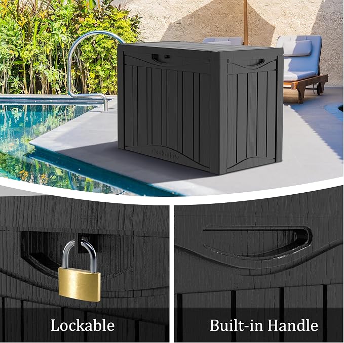 45 Gallon Deck Box, Resin Outdoor Indoor Waterproof Storage Box, Lockable - Image 4