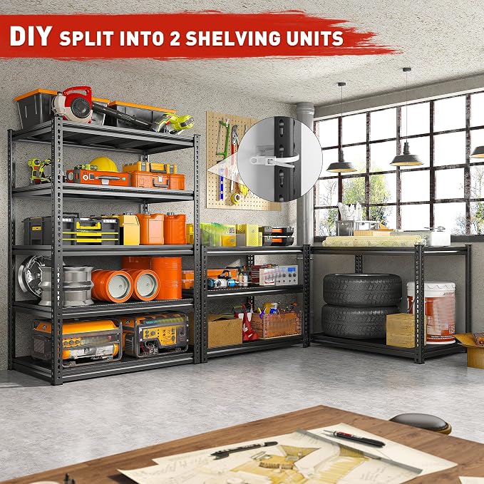 REIBII 72" H Garage Shelving Load 2500Lbs - Image 8