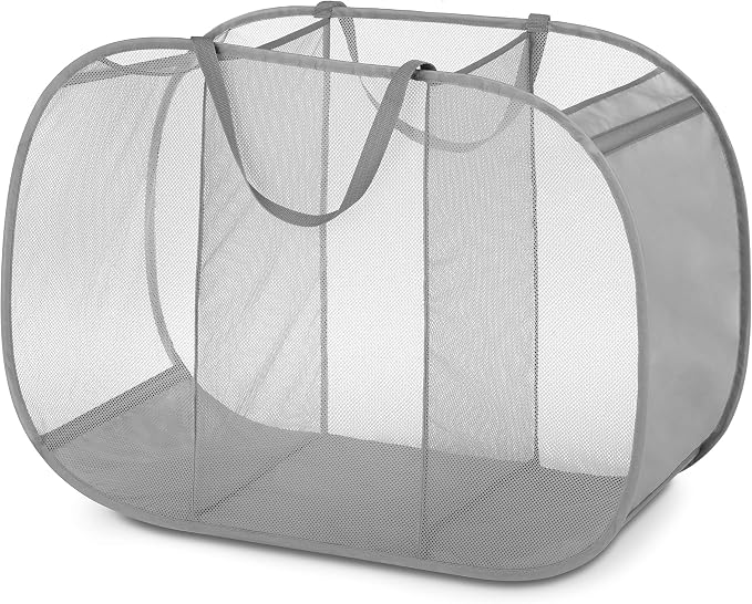Whitmor Mesh Popup Laundry Hamper 3 Compartment Sortable Horizontal Collapsible by Whitmor