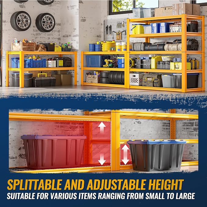 REIBII Storage Shelves, Heavy Duty Metal Shelving 2000LBS, Metal Shelves 5 Tier - Image 6