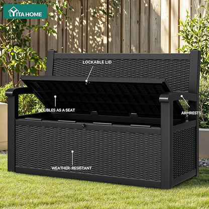 YITAHOME 80 Gallon Storage Bench Deck Box, Lockable Patio Bench - Image 3