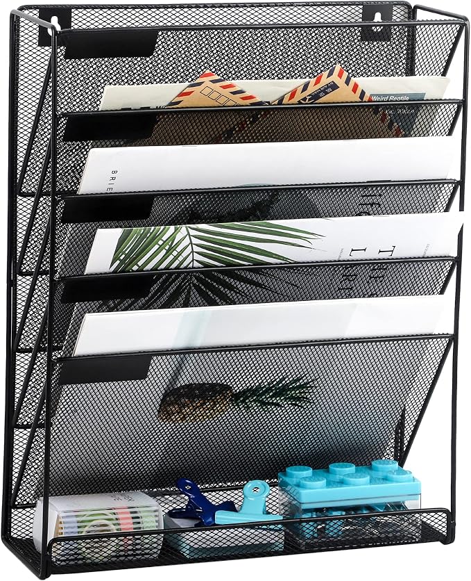 EASEPRES Desk File Organizer Mesh 6-Tier, Hanging Wall Mount Document by EASEPRES
