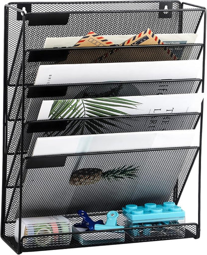 EASEPRES Desk File Organizer Mesh 6-Tier, Hanging Wall Mount Document by EASEPRES