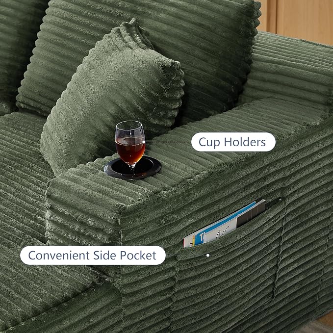GNIXUU 133.5" Green U Shaped Boneless Sectional Couch - Image 5