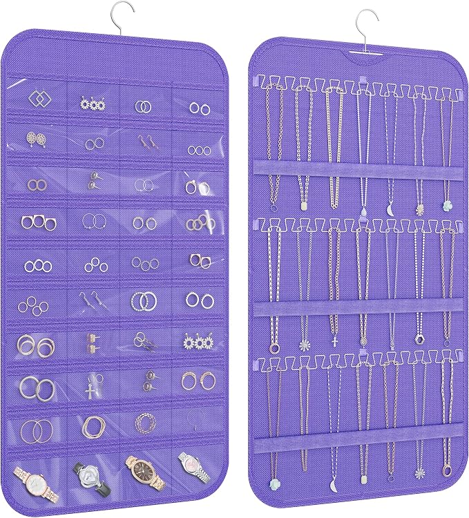 Hanging Jewelry Organizer Storage, 40 Pockets 36 Hooks Necklace Earring by DonYeco
