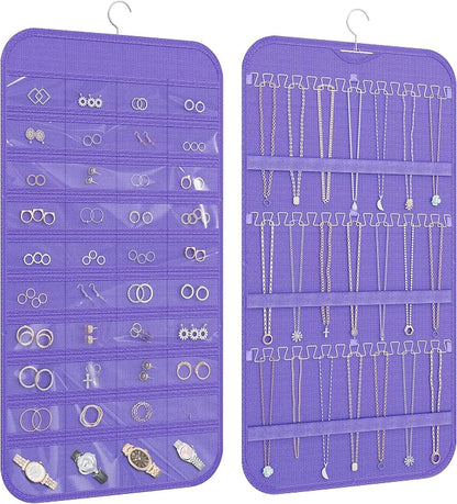 Hanging Jewelry Organizer Storage, 40 Pockets 36 Hooks Necklace Earring by DonYeco