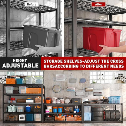 REIBII 48.2''W Garage Shelving Heavy Duty Metal Shelving 3000LBS Storage - Image 5